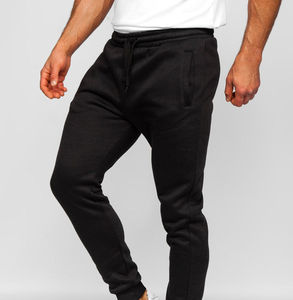 Pantalon de jogging décontracté pour homme en coton noir, taille élastique avec cordon de serrage, poches latérales, respirant, coupe ajustée, idéal pour l'automne - Product Image 6