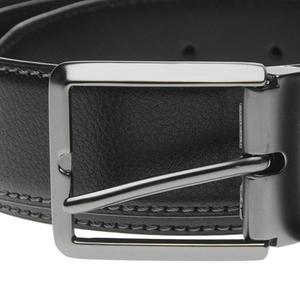 Cinturón Casual de Cuero Vacuno Negro Personalizado para Hombre, Hebilla de Aleación Rectangular, Cinturón de Moda Duradero - Product Image 2