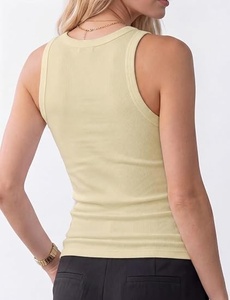 <b>Women</b> Purple Ribbed <b>Tank</b> <b>Top</b> Sleeveless Crew Neck <b>Knitted</b> Elastic Solid Color Minimalist Everyday Wear - Product Image 2