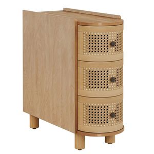 Tavolino da Caffè in Legno con Spazio Contenitore e Design Unico in Rattan, Tavolino Laterale, Tavolino da Divano, Comodino, Cassettiera - Product Image 5
