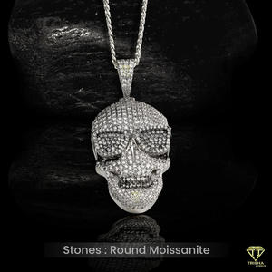 Pendentif crâne en moissanite de qualité supérieure en argent sterling 925, collier de bijoux tendance pour homme et femme - Product Image 4