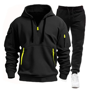 Conjunto Deportivo Personalizado al por Mayor, Talla Grande, Sudadera con Capucha y Pantalones Deportivos de Forro Polar Grueso, Transpirable, 100% Algodón, FORTLEO - Product Image 1
