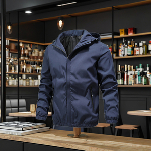 Chaquetas Deportivas Casuales para Hombre al por Mayor, con Cierre, Revestidas, de Poliéster, Resistentes al Viento, con Cuello Alto y Capucha, de Color Sólido, para Primavera y Otoño - Product Image 6