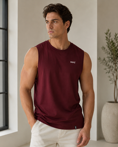 MIAZ Men's <b>Black</b> Sleeveless <b>Tank</b> <b>Top</b> O-Neck Quick Dry Breathable Polyester/Cotton Solid Color Sporty Fit Custom Digital Printing - Product Image 2