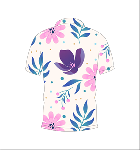 Mens White Multicolor Large Floral Polo Shirt Custom Sublimation Short Sleeve Summer Casual Breathable Lightweight Golf Shirt - Product Image 2