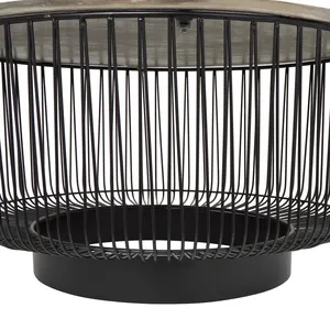 Table basse ronde moderne en métal avec plateau en verre, décoration contemporaine pour salon, meuble d'appoint intérieur pour la maison - Product Image 2