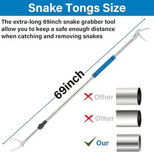 Professional Snake Handling Tongs Collapsible Reptile Catcher Stick Rattlesnake <b>Grabber</b> <b>Tool</b> Safe Strong Metal Grip Equipment - Product Image 2