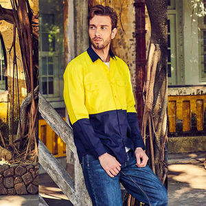 Camisa de trabajo reflectante de alta visibilidad para hombre, uniforme de seguridad industrial, manga larga, con botones, ropa de trabajo protectora de alta visibilidad - Product Image 6