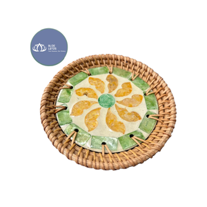 BEST SELLING Eco Friendly Modern Rattan Ceramic Coaster Round Heat Resistant <b>Table</b> Decor Wholesale - Product Image 3