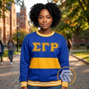 Sweat-shirt à capuche en molleton de coton personnalisé de haute qualité, broderie frontale unie, style sororité grecque pour femmes, Sigma Gamma Rho - Product Image 4