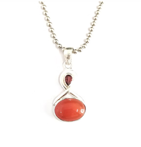 Colgante Bohemio Ovalado de Cornalina y Plata 925, con Granate en Forma de Lágrima y Amuleto Retorcido en Forma de 8, Joyería Ideal para Regalo en Cualquier Ocasión - Product Image 3