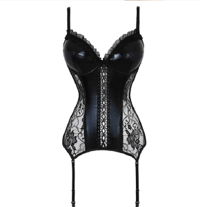 Lencería Sexy de Encaje Negro para Mujer, Elegante Corsé Tipo Camiseta, Top Corsé de Encaje Negro - Product Image 1