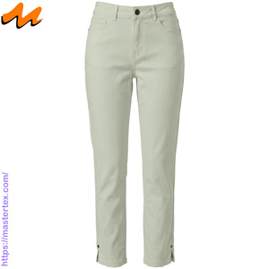Pantalon Femme Cinq Poches à Fente, Coupe Slim, Tissu Respirant Non-Denim, Coton Spandex, Idéal Printemps-Été, Grammage 7.81 oz - Product Image 1