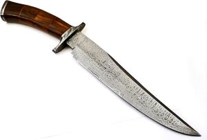 Cuchillo Bowie de Acero de Damasco con Funda, Cuchillo de Caza Hecho a Mano, Cuchillos Bowie de Hoja Fija, Ideal para Supervivencia, Camping y Actividades al Aire Libre - Product Image 2