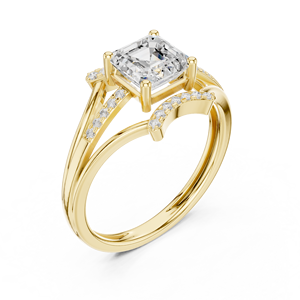 แหวนทองคำแท้ 14k ดีไซน์ Split Shank ประดับเพชรทรงเหลี่ยม Octagon Cut เพาะเลี้ยงในห้องปฏิบัติการ ได้รับการรับรองจาก GRA เหมาะสำหรับผู้หญิง สวมใส่ในโอกาสหมั้นและแต่งงาน - Product Image 4