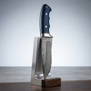 Couteau de chasse artisanal en acier Damas, lame en acier à motifs forgée à la main, manche en bois confortable, couteau utilitaire professionnel pour l'extérieur - Product Image 3