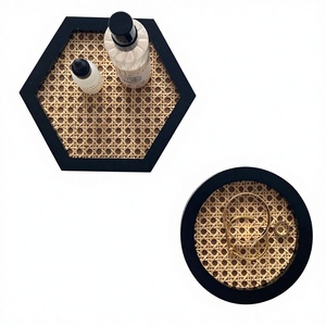 Rattan tray Tabletop Other Home Decor Round <b>Square</b> <b>Black</b> mdf and mango tray Wooden Serving Decorative Tray craftera exports - Product Image 1