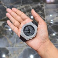 Montre de luxe numérique à lunette glacée 41 mm carrée en acier inoxydable avec verre saphir, bracelet en caoutchouc 20 mm, unisexe, sport, 20 BAR, haute qualité