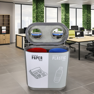 Outdoor Recycle Waste <b>Bin</b> Dual 60L Made of Fiberglass - Product Image 6