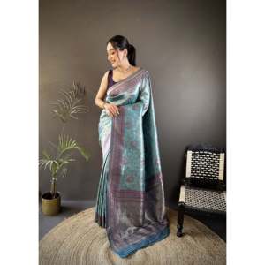 Vrundavan Dharmavaram Soft Silk Saree-Elegant Evening <b>Dress</b> for Women - Product Image 4