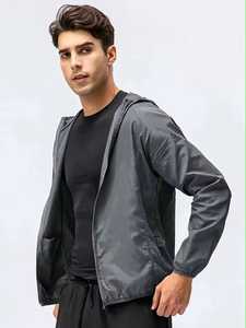 Men's <b>Lightweight</b> Polyester Racer <b>Jacket</b> With Zipper Closure And Pockets Casual Windproof Spring Outerwear - Product Image 1