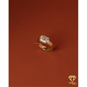 Impresionante anillo solitario de diamante cultivado en laboratorio con corte cojín, oro amarillo, joyería de lujo para compromiso y boda, regalo para mujeres. - Product Image 3