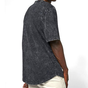 Wholesale Men Acid Wash T Shirt Streetwear Solid Color 100% Cotton T Shirts With Logo Customize Oversized Vintage - Product Image 2
