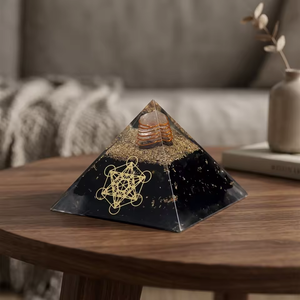 Pirámide de Orgón de Shungita de 70 mm, Piedra Preciosa Natural, Cristal, Feng Shui, Energía, Meditación, Decoración del Hogar - Product Image 3