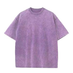 เสื้อยืดฮิปฮอปสตรีทแวร์ผ้าคอตตอนย้อมสีแบบแอซิดวอช ผู้ชาย วินเทจ พิมพ์โลโก้ตามสั่ง ขายส่ง เสื้อแฟชั่นย้อมสี - Product Image 1