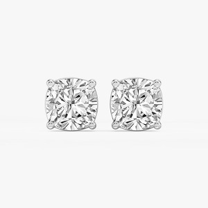 Pendientes de Oro Sólido de 10K de Alta Calidad, con Diamantes Cultivados en Laboratorio, Corte Cojín, Certificados por IGI, para Mujer, Ideales para Bodas, Aniversarios y Fiestas - Product Image 1