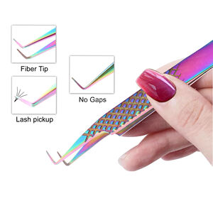 Pinzas de 90 Grados Multicolores Antideslizantes con Agarre de Diamante, Herramienta de Precisión para Extensión de Pestañas, Ecológica, con Regla en el Extremo - Product Image 1