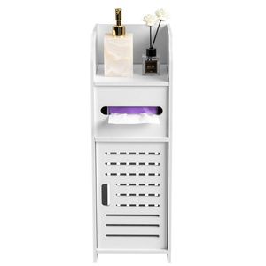 Mobiletto da Bagno Moderno a Una Porta in MDF Ecologico Bianco con Dettagli in Metallo per Casa, Magazzino, Officina, Hotel o Villa - Product Image 2
