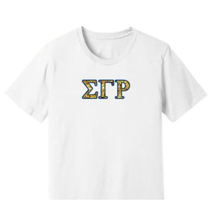 Premium Women's Faux Embroidered Greek Letter <b>T</b>-<b>Shirt</b> Sparkling <b>Sequin</b> Effect Design Crew Neck Short Sleeve Casual Fashion - Product Image 1