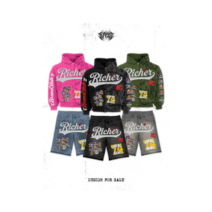 Ensemble sweat à capuche zippé et short pour homme Richer, style streetwear oversize en polaire polyester avec imprimé par sublimation – En promotion - Product Image 1