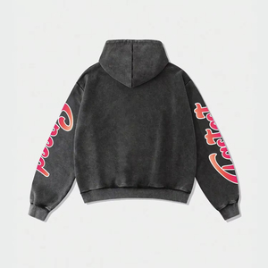 Sudadera con Capucha Estampada Cosmic Speed Racing Car, Unisex, Oversize, Estilo Urbano, Diseño Gris y Rosa, Logotipo Frontal, Manga Regular, Ropa de Otoño - Product Image 3