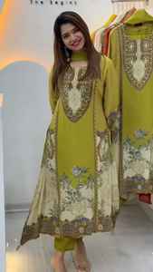 Accesorios de Moda, Traje Salwar Étnico para Mujer, Diseño Indio-Pakistaní, Bordado, Crepé Natural, para Fiestas, Último Diseño - Product Image 5