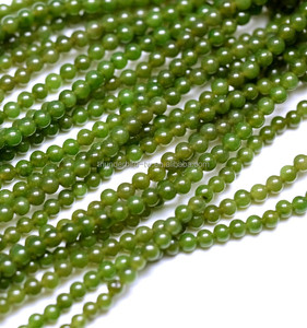 Chaîne de perles de pierres précieuses de 4 mm pour bricolage, fil de perles de Jade vert, de néphrite naturelle et authentique du canada - Product Image 5