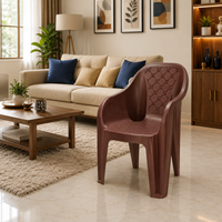 Chaise de salon moderne en plastique durable, design à dossier à lattes, empilable, avec doublure en polyester imperméable, pour la maison, le bureau et la salle à manger