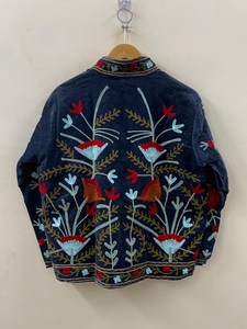 Wholesale <b>Reversible</b> Handmade Suzani Velvet Floral Embroidered Uzbek Chapan Bohemian Long <b>Coat</b> Ethnic Fashion Outerwear - Product Image 2