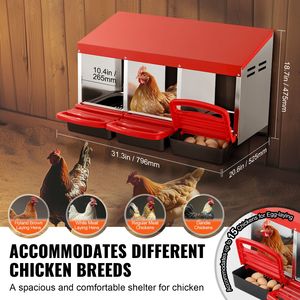 Nuovo Nido per Galline a 3 Scomparti da 15 a 30 Pollici in Metallo Resistente alla Corrosione, Cassette di Nidificazione Inclinate Stabili Tipo A per Allevamento di Polli - Product Image 2