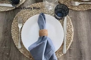 Serviettes en lin élégantes de couleur unie Serviettes en coton Serviettes faites à la main pour la décoration de table d'hôtel et de maison de faveur de mariage - Product Image 5