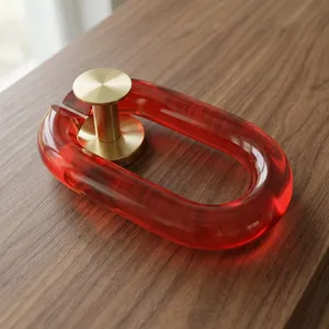 Sculpture en résine rouge faite à la main, dégradé bleu, décoration artistique pour la maison avec technique de modelage manuel - Product Image 3