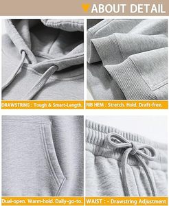 Ensemble survêtement homme gris à capuche et pantalon, couleur unie, décontracté, manches longues, 100% coton respirant, coupe classique, automne - Product Image 4