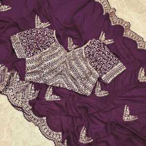 Saree bordado de diseñador con trabajo de lentejuelas para ropa de fiesta en línea de vestidos de carrera - Product Image 1