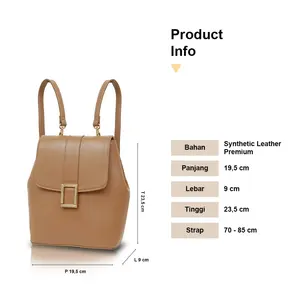 Mochila para mujer de piel sintética, bolso multifunción, correa ajustable, cremallera y cierre magnético - Product Image 2