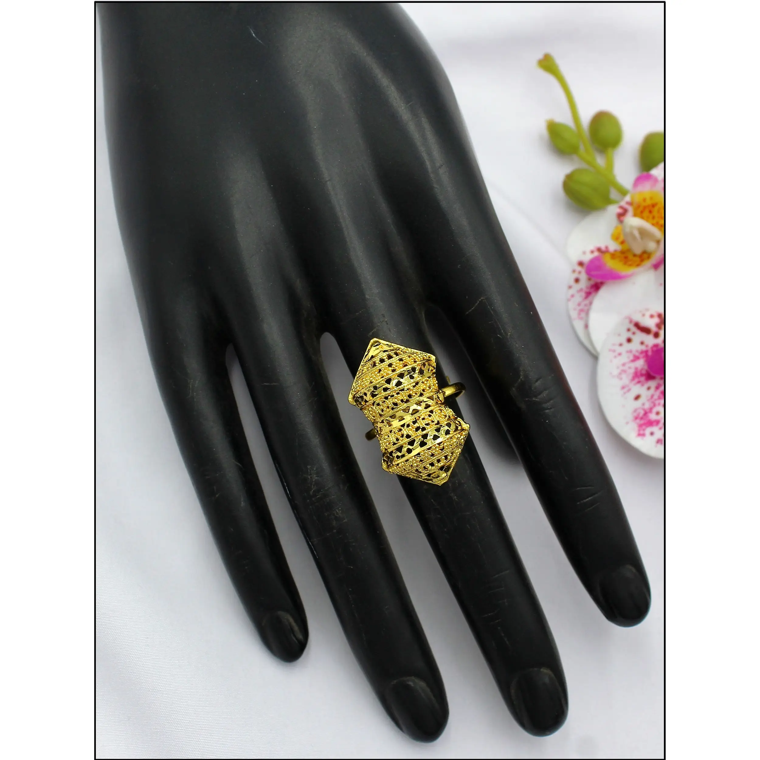 Anelli anelli per le dita Dubai indiano arabo placcato oro classico etnico dorato anelli per le dita di grandi dimensioni dimensioni dimensioni regolabili