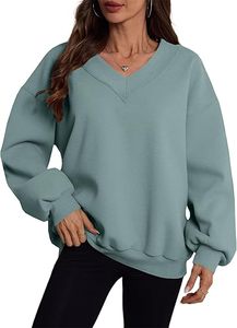 Sudadera de Mujer Oversize de Color Liso con Cuello Redondo, Manga Linterna, Tejido de Algodón, Estilo Transpirable de Longitud Regular para Otoño - Product Image 4