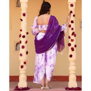 Robe Dhoti Bohème Florale Zaira Levender Taille XS Fabriquée en Tissu Chiffon - Product Image 5