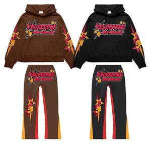 Fabricante de Ropa Deportiva de Marca Privada, Conjunto Deportivo de 2 Piezas de Algodón Grueso con Estampado Urbano, Sudadera con Capucha y Pantalones Deportivos - Product Image 6