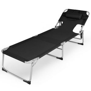 Chaise longue de plage pliable d'extérieur avec coussin, chaise longue confortable pour les moments de détente - Product Image 4